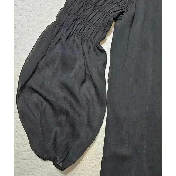 Nordstrom Rack DR2 Long balloon Sleeve Blouse Top sheer lined Size Medium NWT - Picture 7 of 11